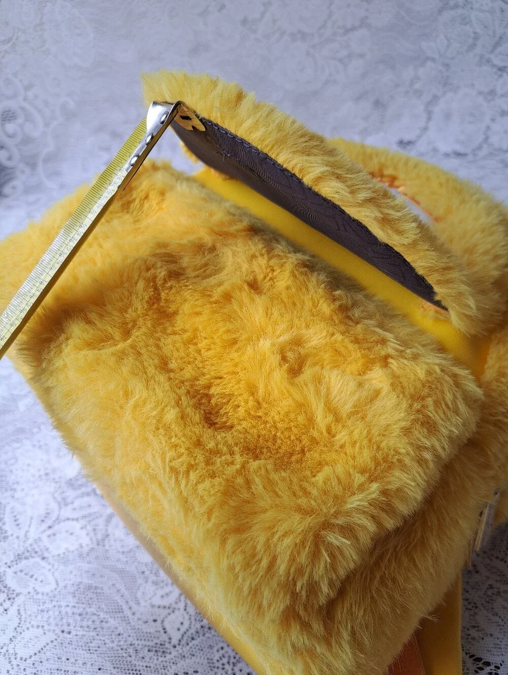 Danielle Nicole Yellow Care Bears Funshine Bear Furry Fuzzy Mini Backpack - Picture 8 of 15